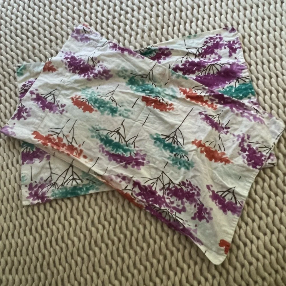 Two standard pillowcases RE room essentials blue purple and orange trees